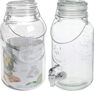 Bryggeglas / Fermenteringsbeholder / Dispenser med tappehane, hank og patentlåg til kombucha, 4 liter